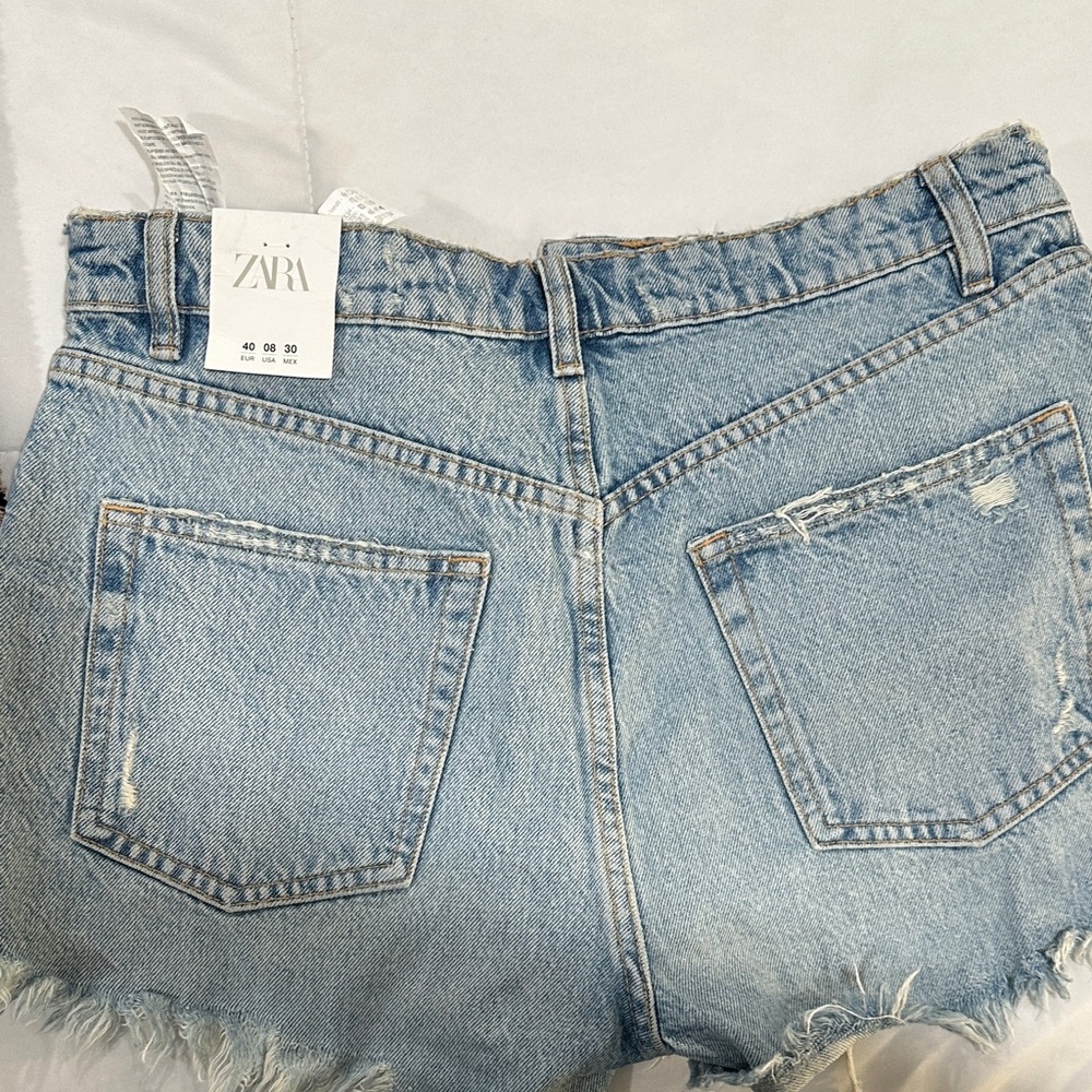 Zara Women's Distressed Blue Denim Shorts